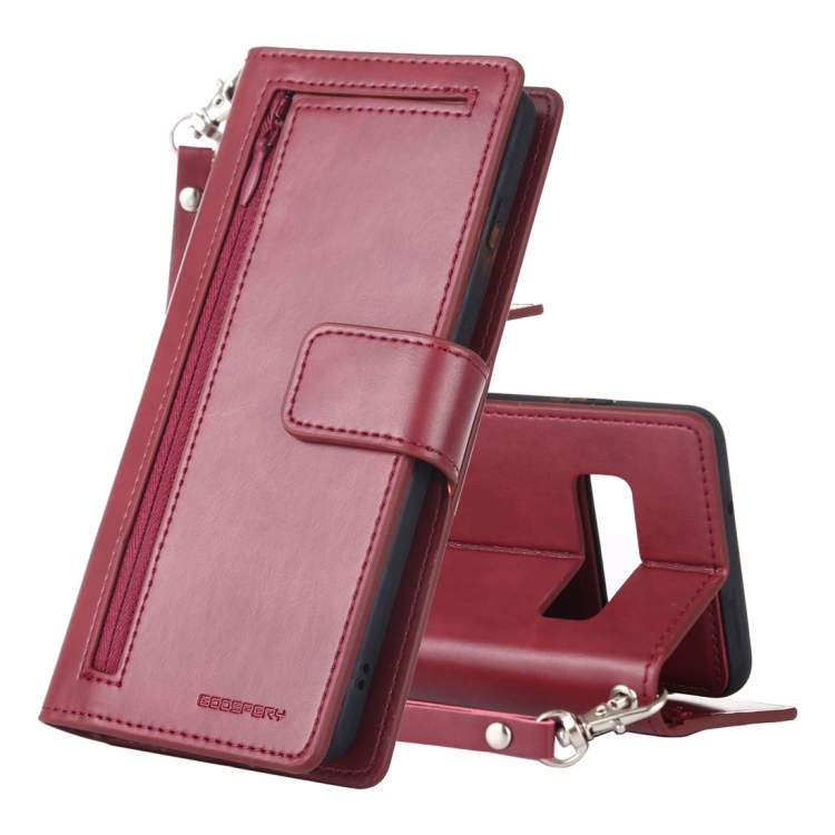 

GOOSPERY DETACHABLE DIARY Horizontal Flip Leather Case with Holder & Card Slots & Zipper & Wallet for Galaxy S10(Wine)