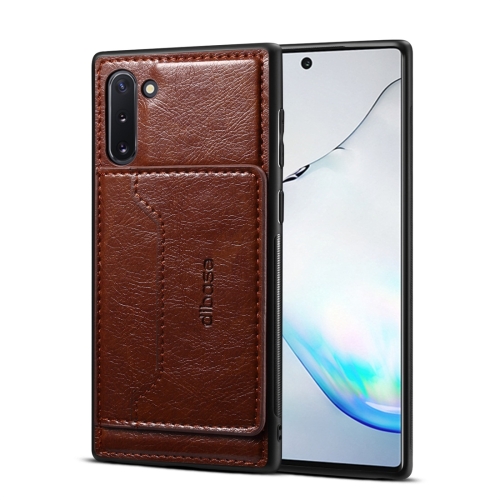 

Dibase TPU + PC + PU Crazy Horse Texture Protective Case with Holder & Card Slots for Galaxy Note 10(Coffee)