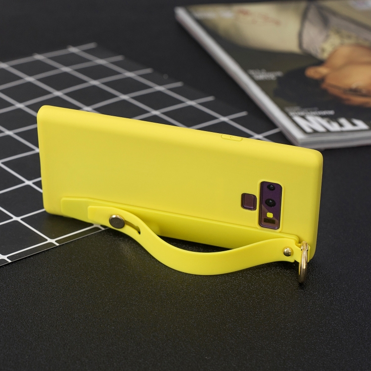 

Shockproof Solid Color TPU Case with Wristband For Galaxy Note9(Yellow)