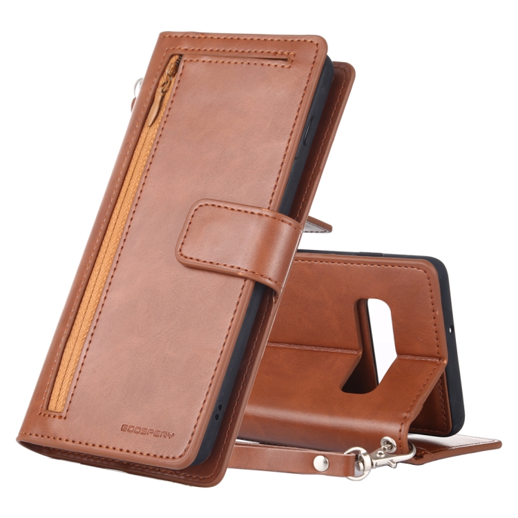 

GOOSPERY DETACHABLE DIARY Horizontal Flip Leather Case with Holder & Card Slots & Zipper & Wallet for Galaxy S10+(Brown)