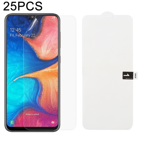 

25 PCS Soft Hydrogel Film Full Cover Front Protector with Alcohol Cotton + Scratch Card for Galaxy A20