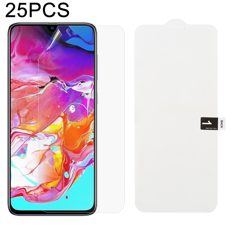 

25 PCS Soft Hydrogel Film Full Cover Front Protector with Alcohol Cotton + Scratch Card for Galaxy A70