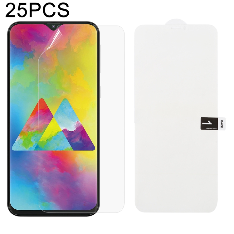 

25 PCS Soft Hydrogel Film Full Cover Front Protector with Alcohol Cotton + Scratch Card for Galaxy M20