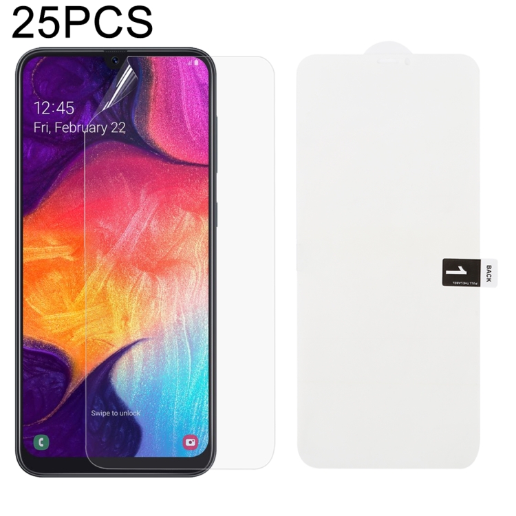 

25 PCS Soft Hydrogel Film Full Cover Front Protector with Alcohol Cotton + Scratch Card for Galaxy M30