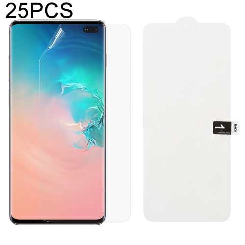 

25 PCS Soft Hydrogel Film Full Cover Front Protector with Alcohol Cotton + Scratch Card for Galaxy S10 Plus