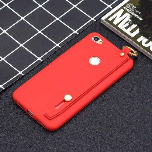 

Shockproof Solid Color TPU Case with Wristband For Xiaomi Redmi Note 5A Prime(Red)