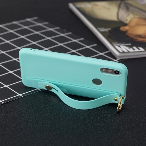 

Shockproof Solid Color TPU Case with Wristband For Xiaomi Redmi 7(Baby Blue)