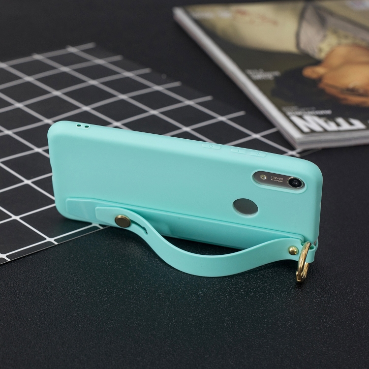 

Shockproof Solid Color TPU Case with Wristband For Xiaomi Redmi Note 6 Pro(Baby Blue)
