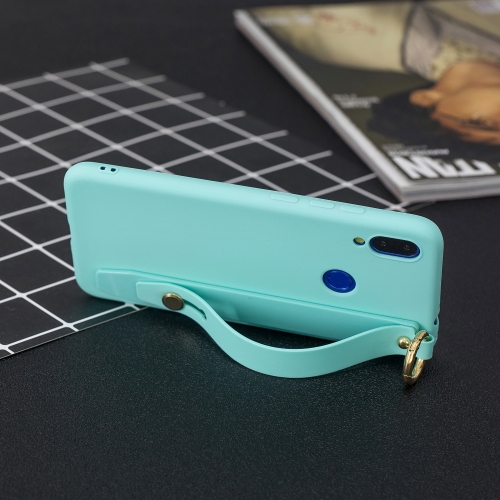 

Shockproof Solid Color TPU Case with Wristband For Xiaomi Redmi Note 7(Baby Blue)