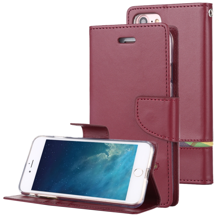 

GOOSPERY PERSONA DIARY Horizontal Flip Leather Case with Holder & Card Slots & Wallet for iPhone 8 / 7(Wine)