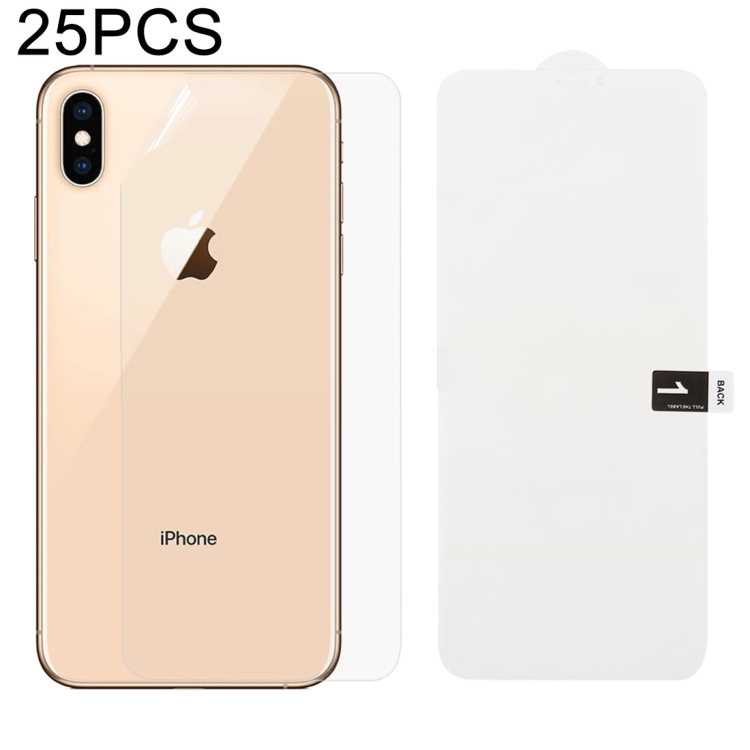 

25 PCS Soft Hydrogel Film Full Cover Back Protector with Alcohol Cotton + Scratch Card for iPhone XS Max