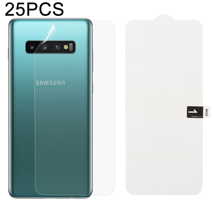 

25 PCS Soft Hydrogel Film Full Cover Back Protector with Alcohol Cotton + Scratch Card for Galaxy S10 Plus