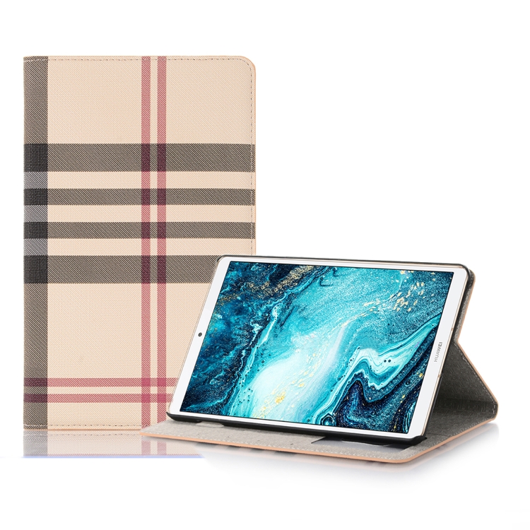 

Plaid Texture Horizontal Flip Leather Case with Holder & Card Slots & Wallet for Huawei MediaPad M6 8.4 2019(Khaki)