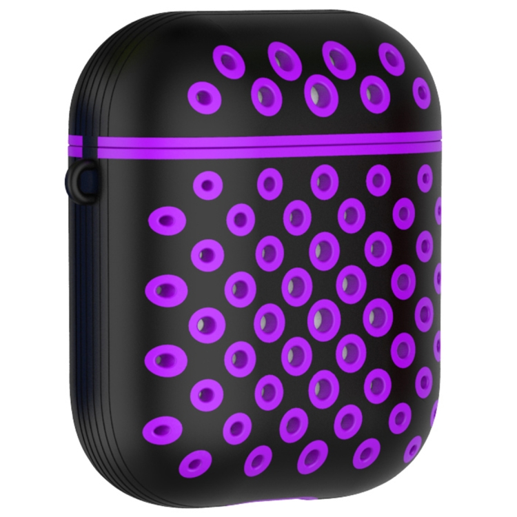 

Round Hole Full Coverage Earphone Protective Case for AirPods 1 / 2, with Hook(Purple)