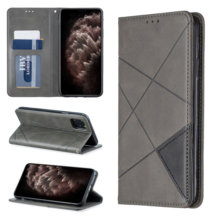 

Rhombus Texture Horizontal Flip Magnetic Leather Case with Holder & Card Slots & Wallet For iPhone 11 Pro Max(Grey)