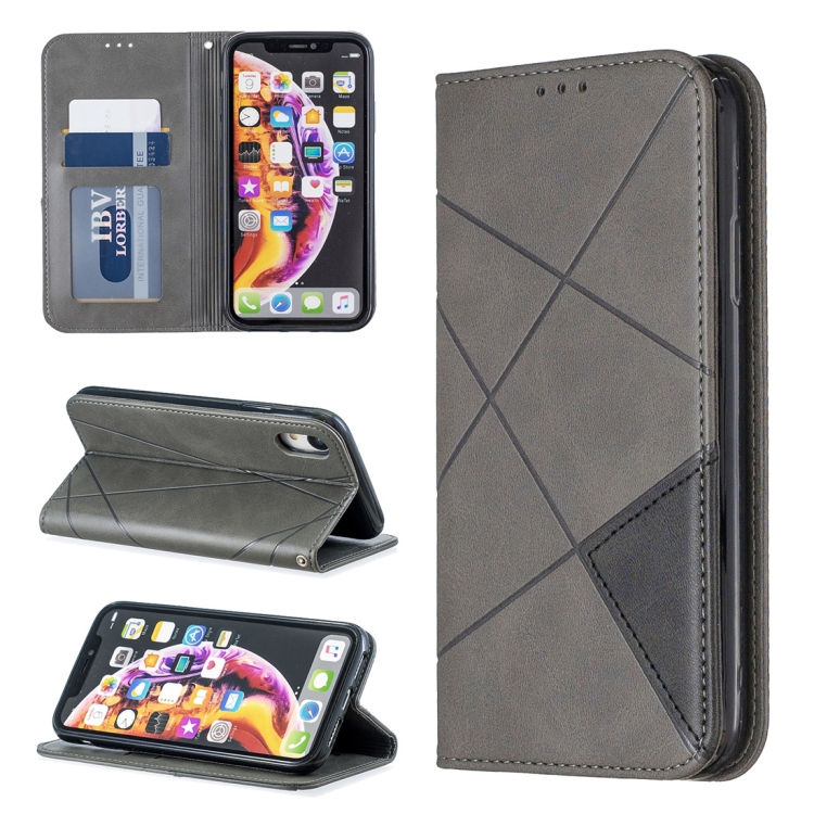 

Rhombus Texture Horizontal Flip Magnetic Leather Case with Holder & Card Slots & Wallet For iPhone XR(Grey)