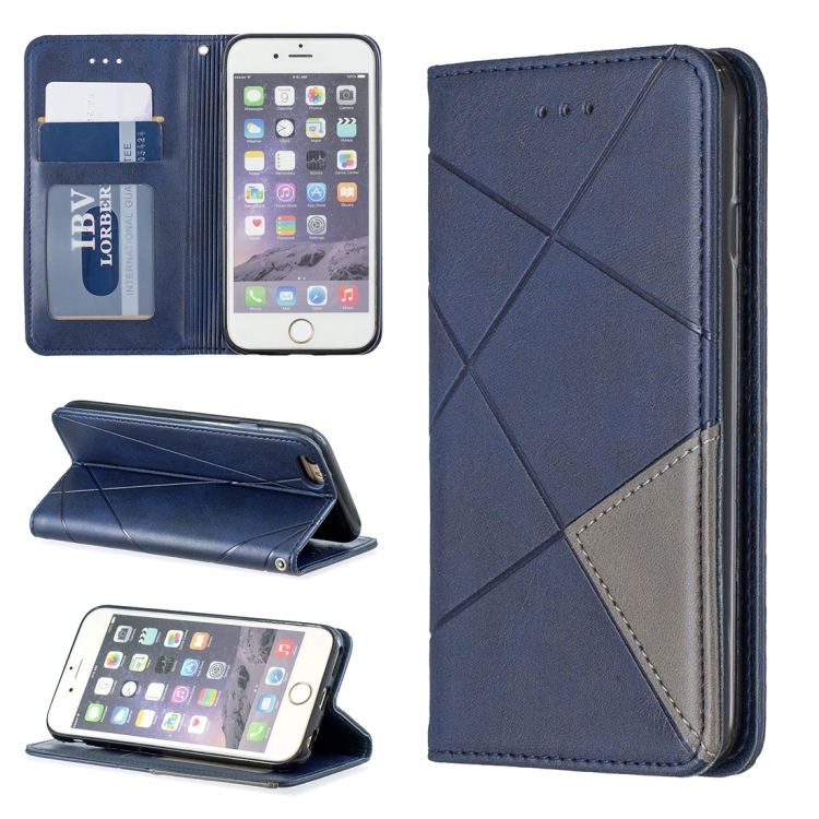 

Rhombus Texture Horizontal Flip Magnetic Leather Case with Holder & Card Slots & Wallet For iPhone 6 & 6s(Blue)