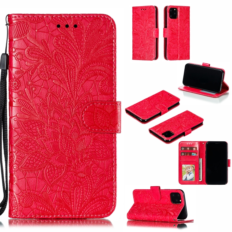 

Lace Flower Horizontal Flip Leather Case with Holder & Card Slots & Wallet for iPhone 11 Pro(Red)