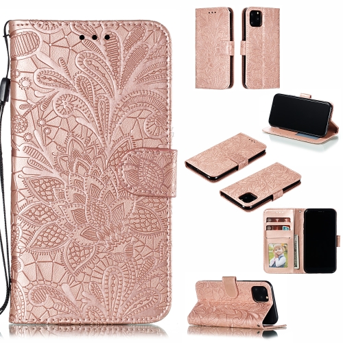 

Lace Flower Horizontal Flip Leather Case with Holder & Card Slots & Wallet for iPhone 11 Pro(Rose Gold)