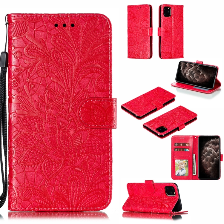

Lace Flower Horizontal Flip Leather Case with Holder & Card Slots & Wallet for iPhone 11 Pro Max(Red)