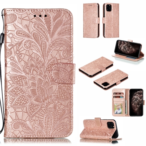 

Lace Flower Horizontal Flip Leather Case with Holder & Card Slots & Wallet for iPhone 11 Pro Max(Rose Gold)