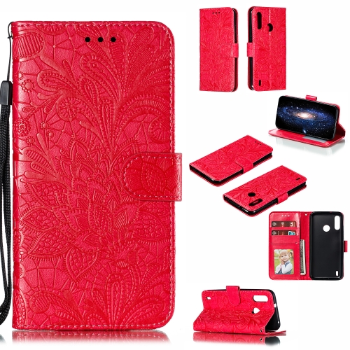 

Lace Flower Horizontal Flip Leather Case with Holder & Card Slots & Wallet for Motorola P40 Power(Red)