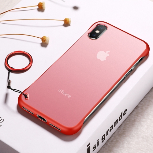 

Frosted Anti-skidding TPU Protective Case with Metal Ring for iPhone X(Red)