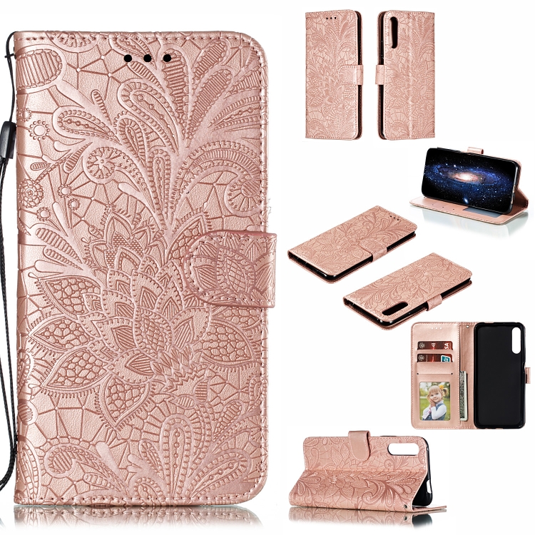 

Lace Flower Horizontal Flip Leather Case with Holder & Card Slots & Wallet for Huawei Honor 9X Pro(Rose Gold)