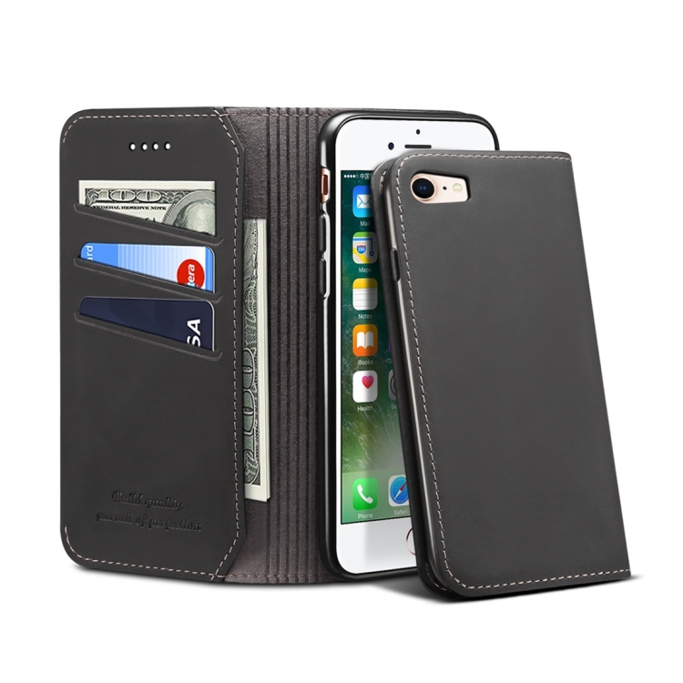 

PU + TPU Horizontal Flip Leather Case with Holder & Card Slots & Wallet for iPhone 7 / 8(Black)