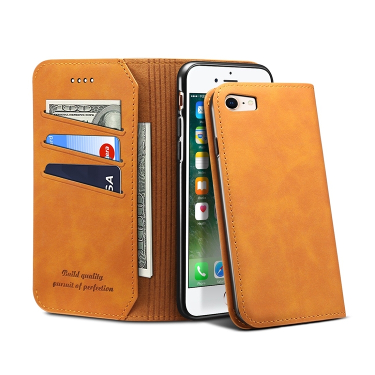 

PU + TPU Horizontal Flip Leather Case with Holder & Card Slots & Wallet for iPhone 7 / 8(Khaki)
