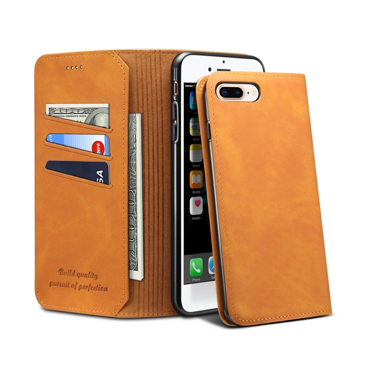 

PU + TPU Horizontal Flip Leather Case with Holder & Card Slots & Wallet for iPhone 7 Plus / 8 Plus(Khaki)