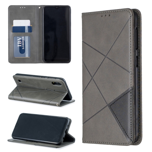 

Rhombus Texture Horizontal Flip Magnetic Leather Case with Holder & Card Slots & Wallet For Galaxy A10 / M10(Grey)