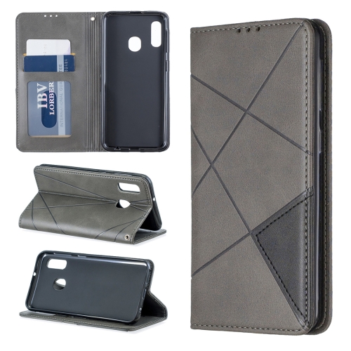 

Rhombus Texture Horizontal Flip Magnetic Leather Case with Holder & Card Slots For Galaxy A10e / A20e(Grey)