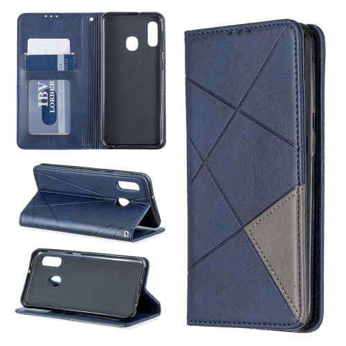 

Rhombus Texture Horizontal Flip Magnetic Leather Case with Holder & Card Slots For Galaxy A10e / A20e(Blue)