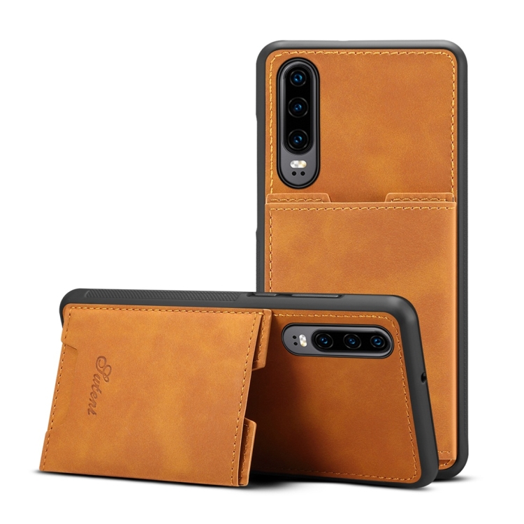 

PU + TPU Protective Case with Card Slots for Huawei P30(Khaki)