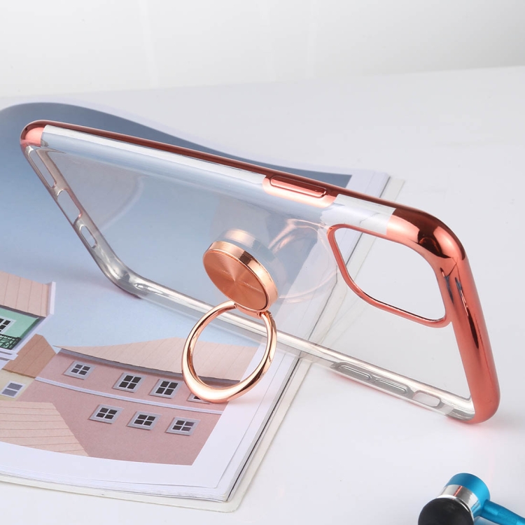 

Shockproof TPU Proctive Case with Holder for iPhone 11 Pro Max(Rose Gold)