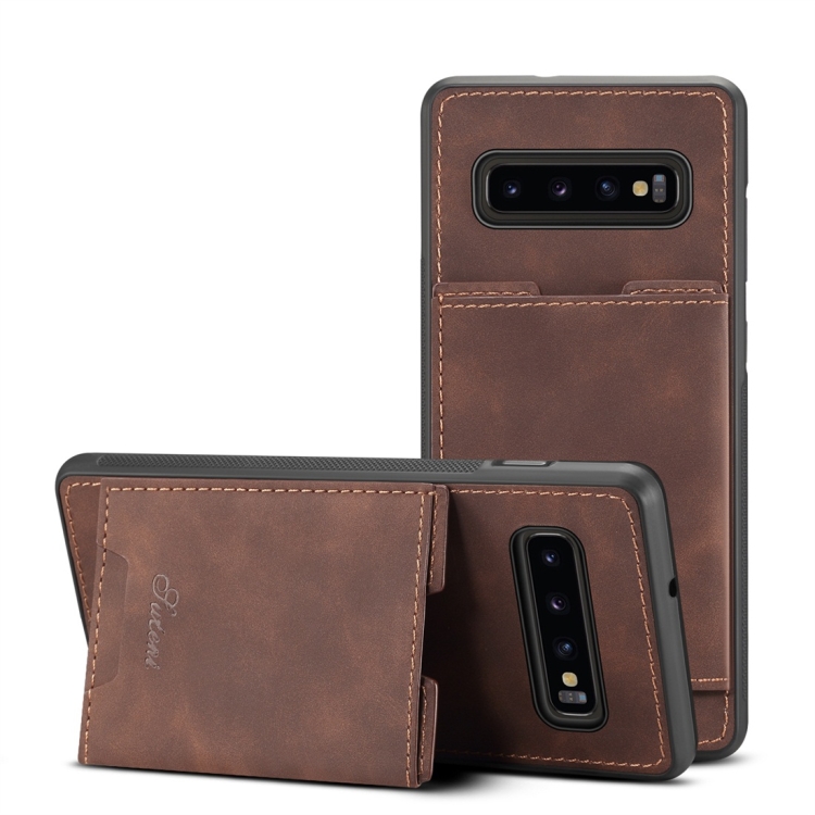 

PU + TPU Protective Case with Card Slots for Galaxy S10(Brown)