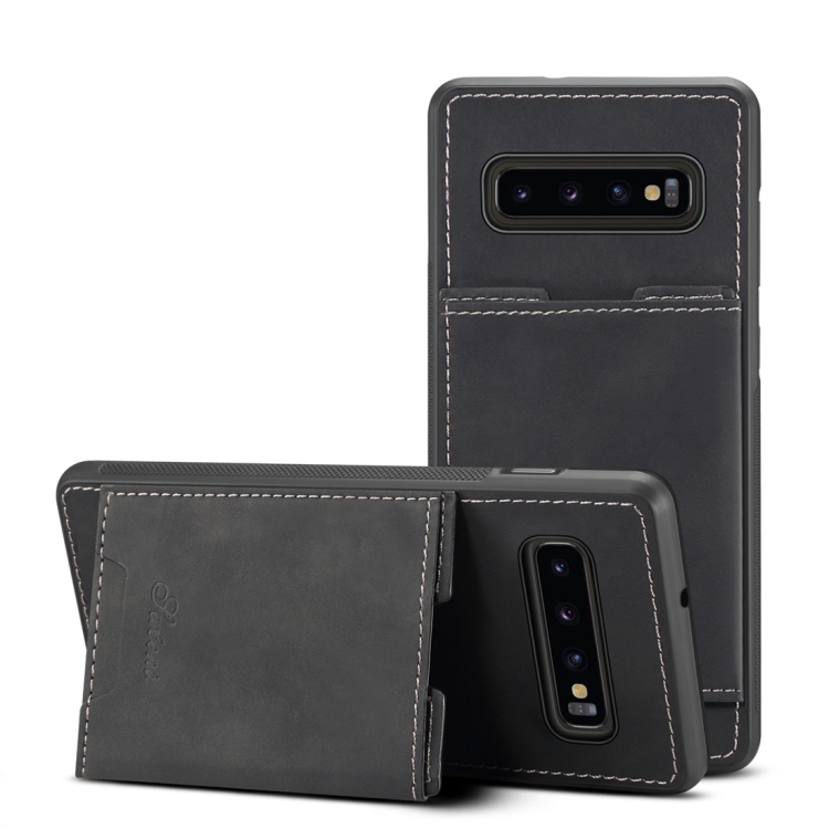 

PU + TPU Protective Case with Card Slots for Galaxy S10+(Black)