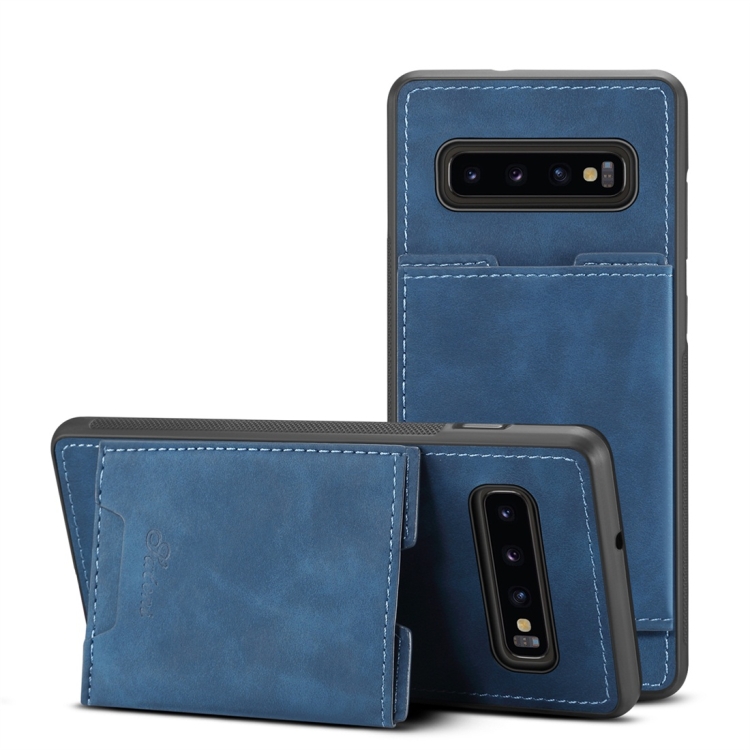 

PU + TPU Protective Case with Card Slots for Galaxy S10+(Blue)
