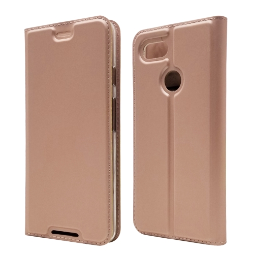 

Electric Pressed Plain Texture Ultra-thin Magnetic Suction TPU + PU Leather Case with Holder & Card Slot for Google Pixel 3(Rose Gold)