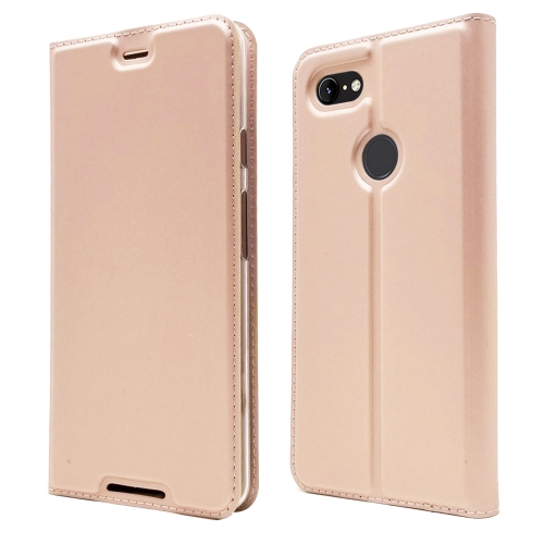 

Electric Pressed Plain Texture Ultra-thin Magnetic Suction TPU + PU Leather Case with Holder & Card Slot For Google Pixel 3 XL(Rose Gold)