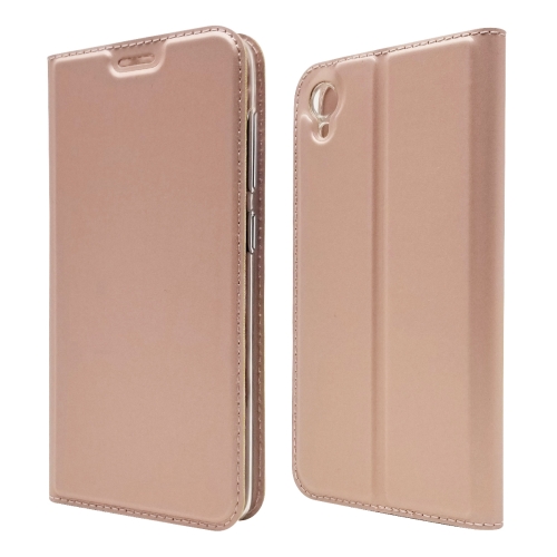 

Electric Pressed Plain Texture Ultra-thin Magnetic Suction TPU + PU Leather Case with Holder & Card Slot For ASUS ZenFone Live (L1) ZA550KL(Rose Gold)
