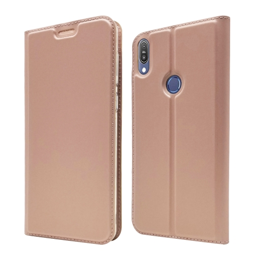 

Electric Pressed Plain Texture Ultra-thin Magnetic Suction TPU + PU Leather Case with Holder & Card Slot For ASUS Zenfone Max Pro (M1) ZB601KL ZB602K(Rose Gold)