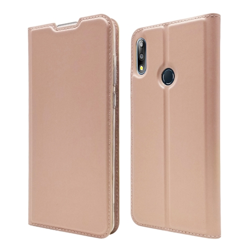 

Electric Pressed Plain Texture Ultra-thin Magnetic Suction TPU + PU Leather Case with Holder & Card Slot For ASUS Zenfone Max Pro (M2) ZB631KL(Rose Gold)