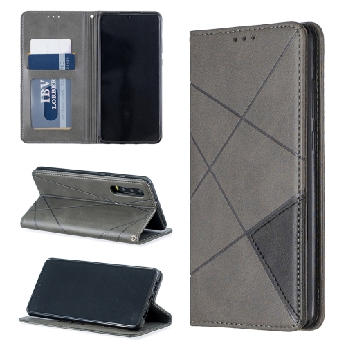 

Rhombus Texture Horizontal Flip Magnetic Leather Case with Holder & Card Slots For Huawei P30(Grey)