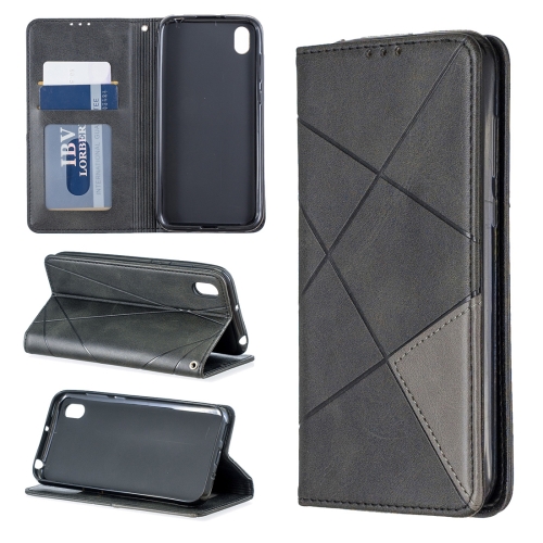 

Rhombus Texture Horizontal Flip Magnetic Leather Case with Holder & Card Slots For Huawei Y5 (2019) / Honor 8S(Black)