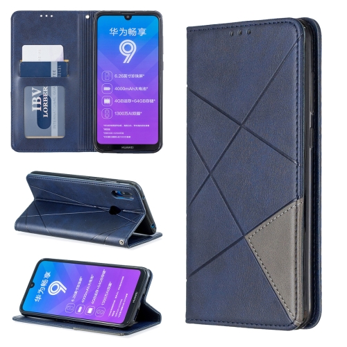 

Rhombus Texture Horizontal Flip Magnetic Leather Case with Holder & Card Slots For Huawei Y7 (2019) / Y7 Prime (2019)(Blue)