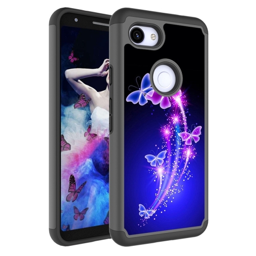 

Coloured Drawing Pattern PC + TPU Protective Case for Google Pixel 3a XL(Two Dancing Butterflies)
