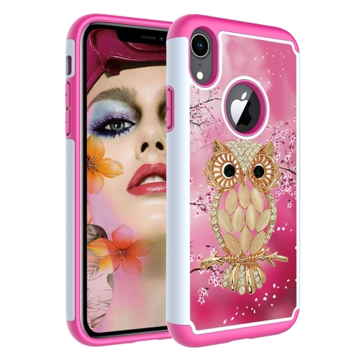 

Coloured Drawing Pattern PC + TPU Protective Case for iPhone XR(Shell Owl)