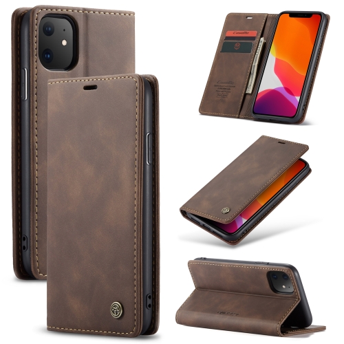 CaseMe-013 Multifunctional Horizontal Flip Leather Case with Card Slot & Holder & Wallet for iPhone 11(coffee)